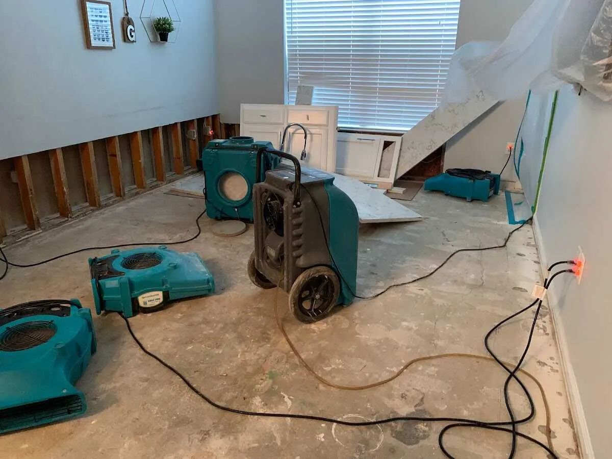 Dehumidifier in flood-cut room for Water Damage Restoration in Westminster